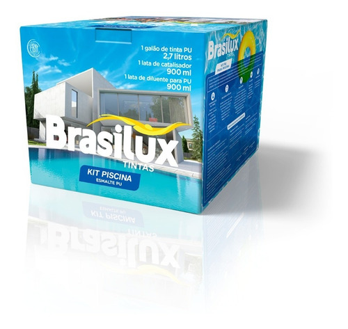 Tinta Para Piscina De Fibra Azul Esmalte Pu  Brasilux 4,5 Lt