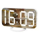 Reloj Despertador Wulawindy, Pantalla Led Grande Con Espejo,