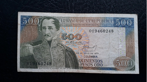 Billete De 500 Pesos Oro De 1977