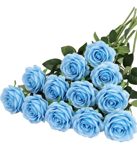 Ramo De 12 Rosas Artificiales Realistas Para Primavera