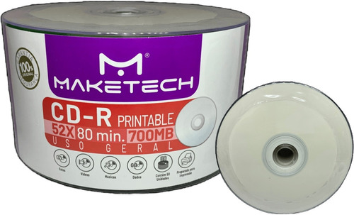 50 Und Cd-r 700mb - 80min - 1x-52x Printable Maketech