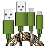 2 Cables Cargadores Micro Usb Trenzado Verde Camuflaje
