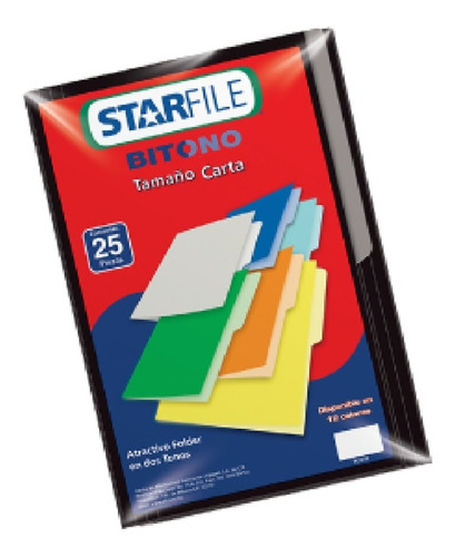 Folder Bitono Star File Mapasa Carta C/25 Piezas