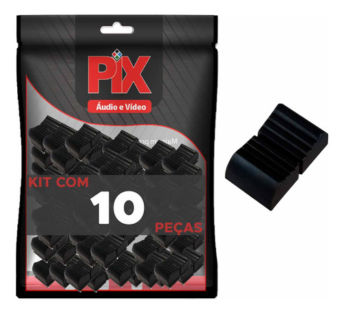 10x Botão Knob Mesa De Som Eixo 1x4mm - Deslizante - Preto