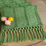 Fexia Camino De Mesa Bohemio De Macrame Verde De 72 Pulgadas