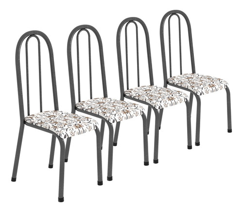 Kit Conjunto De 4 Cadeiras Sala De Jantar Cozinha Aço Metal