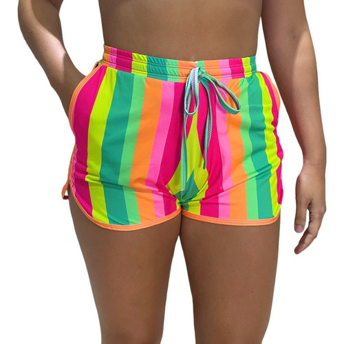 Saída De Praia Piscina Short Curto Feminino Moda Verão