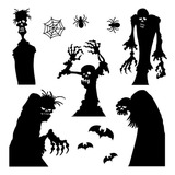 Decoración Vinil Zombies Halloween Sticker Pared Y Cristal 