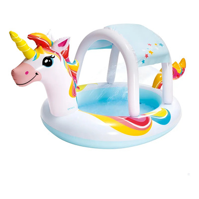 Intex | Alberca Infable Para Bebé | Chorro Agua | Unicornio Color Blanco | Meses sin interés