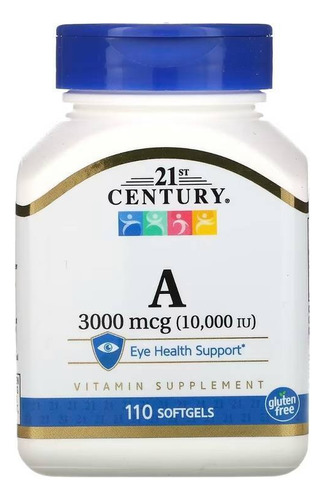 Vitamina A 3000mcg - 10.000 Ui - 110 Softgels - 21st Century