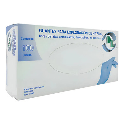 100 Guantes Para Exploración Nitrilo No Estéril Talla Chico Color Azul | MercadoLibre