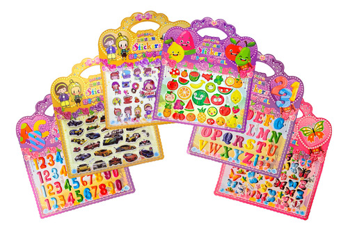 Pack 230 Stickers 3d Infantiles Surtidos