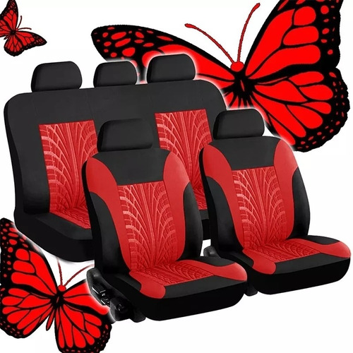 Funda Cubre Asiento Diseños Rojo Auto Universal 9piezas /ryc