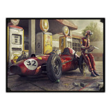 #1114 - Cuadro Vintage - Ferrari Retro Poster F1 No Chapa