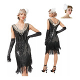Vestido De Gala Vintage De Gatsby Con Flecos Y Lentejuelas [