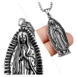 Collar Virgen María Milagrosa Protección Plata Moda Hombre