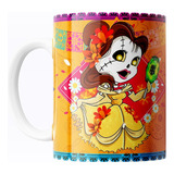 Taza De Cerámica Día De Muertos Princesa Bella Disney 325ml