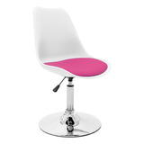 Silla Tulip Eames Para Escritorio Con Base Fija Newmo Blanca De Asiento Fucsia