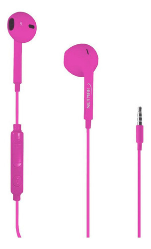 Auriculares Urban Style Manos Libres In-ear Con Cable Netmak Nm-ur70 Color Rosa