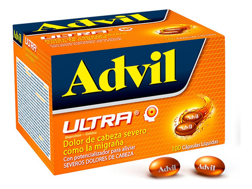 Advil Ultra Alivio Dolor De Cabeza Severo Ibuprofeno 100caps
