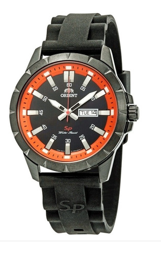 Reloj Orient Fug1x009b9 Caucho Detalle Naranja Calendario 