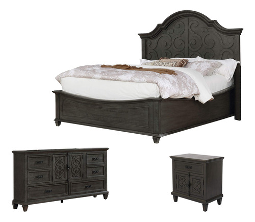 Best Quality Furniture - Cama Queen De 3 Piezas + Cómoda +.