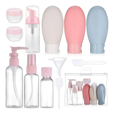 12 Kit De Viaje Atomizador Botella De Plastico Para Cosmético, 12 Piezas Envases Plastico Viaje Incluye Envases Plastico, Tarros para Crema, Accesorios de Recarga y Bolsas Impermeable | MercadoLibre