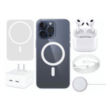 6kit Cargador Magsafe Para iPhone 35w+batería+audifono+funda