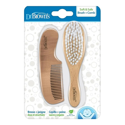 Juego Cepillo Y Peine De Madera Dr. Browns Bebé Resistente Suave Y Elegante | Envío gratis