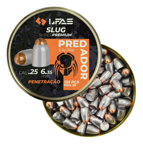 Chumbo Slug 6.35mm Chumbinho Predador Carabina Pcp - Lfas