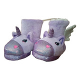 Pantuflas Tipo Botas Unicornio Afelpadas Para Niñas