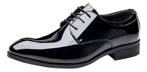 Zapato De Vestir Oxford Hombre Charol Negro 