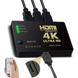 Switch Hdmi 4k 3 En 1 Fuera Adatador Hdmi Control Remoto