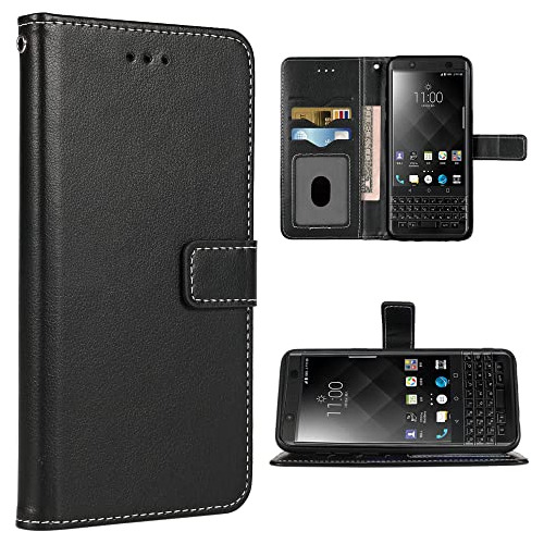 Funda Cartera Para Blackberry Keyone Negro Piel Sintetic - 1