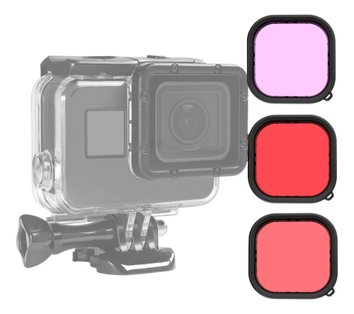 Kit 3 Filtros Mergulho Caixa Estanque Gopro Hero 7 Magenta