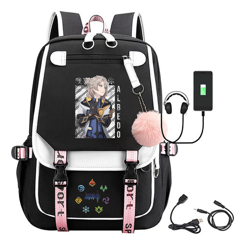 Genshin Impact Mochila Usb Impresión For Juegos