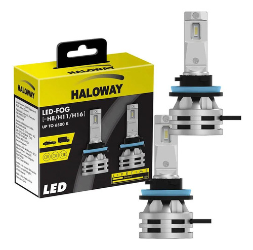 Par Lâmpada Haloway Led Fog H8 H11 H16 12v 12,5w 6500k