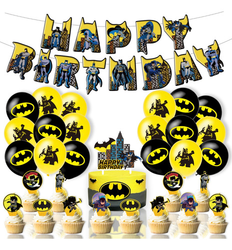 Batman Tema Set De Fiesta Decoración Cumpleaños Con Globos 