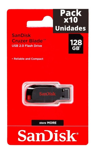 Pack X 10 Pendrive Sandisk 128 Gb Pen Usb  Somos Mayoristas