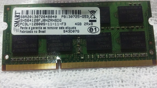 Memória Ram Smart Pc3l-12800s 4gb Sh564128fj8nzrnsdg- Usado