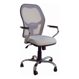 Silla Sillon Oficina Escritorio Cromado Diseño Red Tela Gris