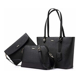 Bolsas De Hombro Mujeres, Conjunto Carteras 3 Unidades Negro