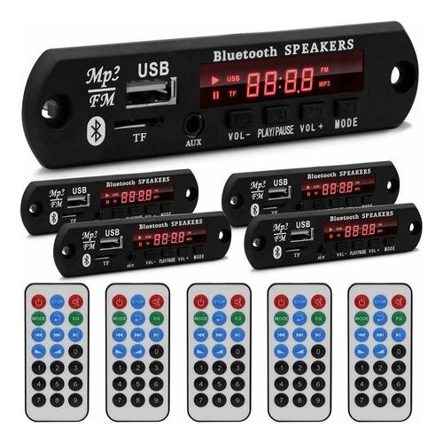 5x Placa Decodificadora Usb Mp3 Fm Auxiliar Bt