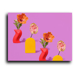 Cuadro Decorativo Canvas Arte 50x60 Rosas En Macetas