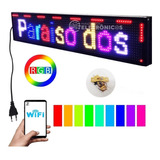 Painel Letreiro Led Digital 100x20 Interno Rgb Wi Fi
