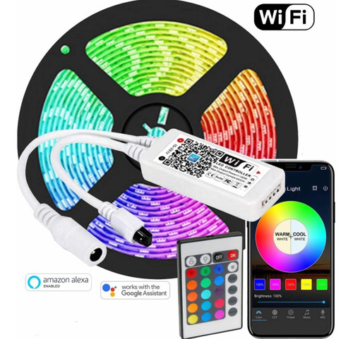 Cinta Led Rgb Wifi Módulo De Alexa Con Control Y  Adaptador