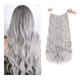 Extencion Cabello De Liga Fibra Natural 22 PLG Silky , Lacia Color #silver Plata