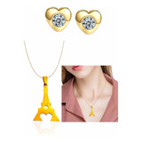 Aretes Oro Torre Eiffel Zirconias 