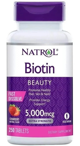 Biotin 5.000 Mcg 250 Tablets  Natrol Importado Eua