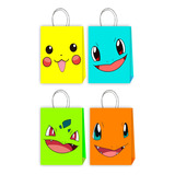 Pack 12 Bolsas Dulces Tipo Pokemonn Caritas Cumpleaños